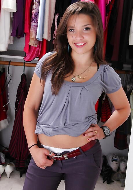 Stunning american teen Veronica Berry shows tiny tits and bald pussy 